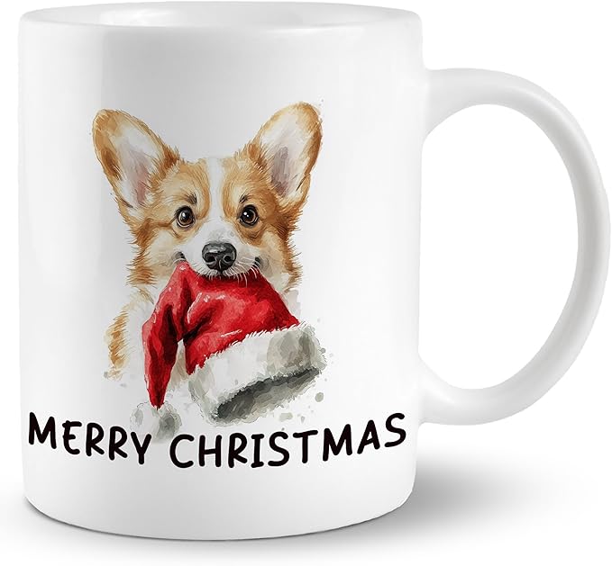 Christmas Corgi Mug, Corgi Lovers Gifts for Women Men Coffee Cups Ceramic, Dog Lovers Mom Dad Owner Gifts, Merry Christmas Dog Coffee Mug Cup for Women Men