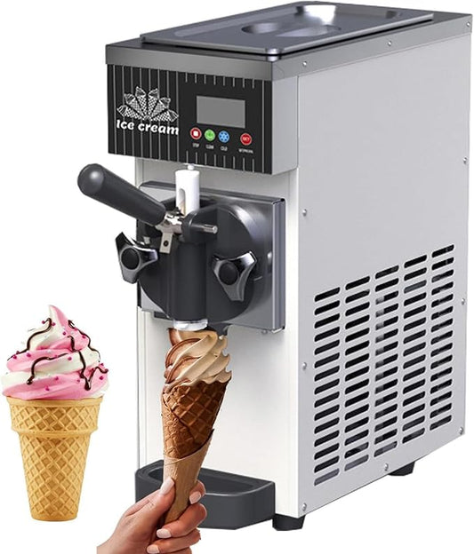 Soft Serve Ice Cream Machine for Home,Countertop Soft Serve Ice Cream Maker,4-5 Kg/H Yield,with Pre-Cooling,Auto Clean,LCD Panel Soft Serve Maker Single Flavor Soft Serve Ice Cream Machine,Cream