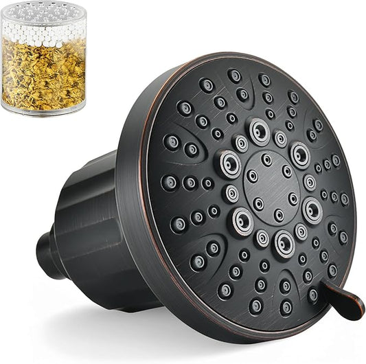 BRIGHT SHOWERS Filtered Shower Head, High Pressure Shower Filter for Hard Water to Remove Chlorine and Impurities, 8 Spray Modes Water Softener Showerhead for Hair and Skin Care, Oil Rubbed Bronze