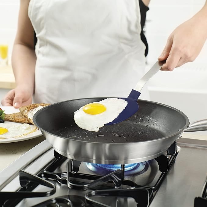 Tovolo Nylon Flex Turner With Stainless Steel Handle, Flexible Pancake Turner, Flexible Kitchen Spatula for Non-Stick Cookware, Scratch-Resistant Nylon Kitchen Utensil for Cooking & Flipping Eggs