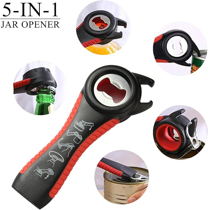 4 Pieces Jar Opener Multi Function Bottle Opener Kit Can Opener with Non Slip Gripper Pad