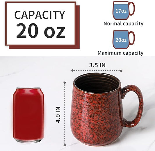 Hasense Large Coffee Mug, Coffee Cup Ceramic for Men and Women, 20 oz Stoneware Mug for Tea Soup Milk as Gifts, Dishwasher and Microwave Safe(Red)