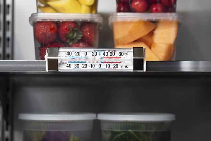 CDN FG80 Refrigerator/Freezer Thermometer | NSF Certified | Dual Scale -40 to 80°F | Ideal for Fridge & Freezer Monitoring | Stainless Clips | Durable Design | FG80