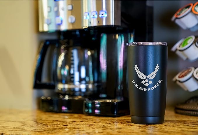 Military Gift Shop 20oz Air Force Tumbler, Double-Walled Insulated Steel USAF Coffee Mug with Lid | Air Force Gifts | USAF 20oz Tumbler