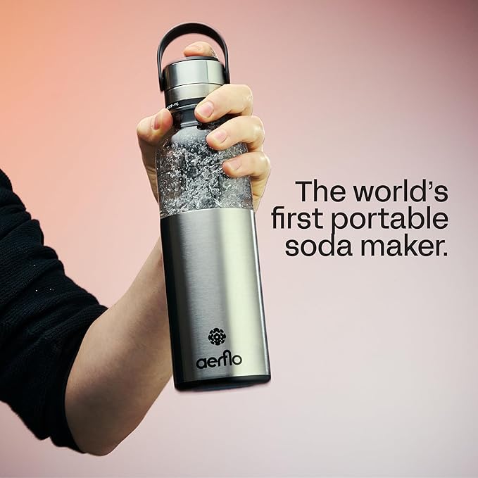 Portable Soda Maker - Sparkling Water Maker with 17 oz Bottle | On-Bottle Carbonator | Stainless Steel & Tritan | Refillable CO2 Capsules