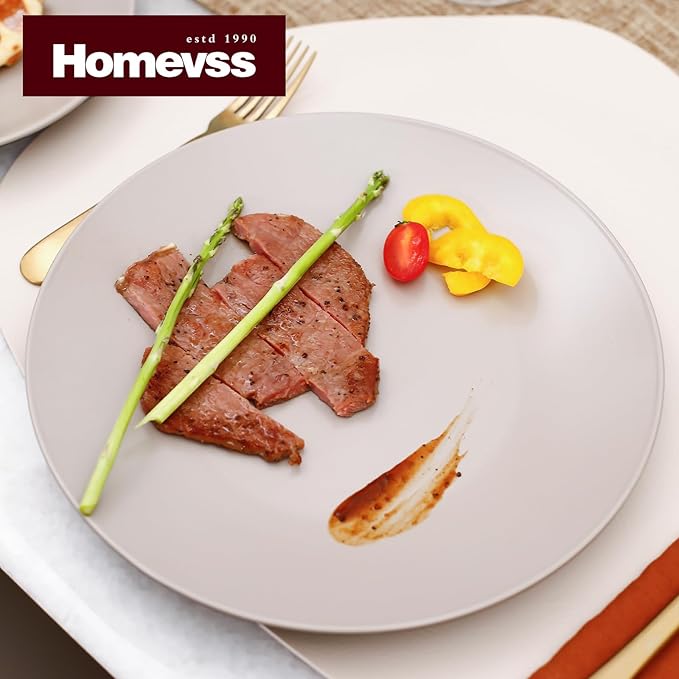 Stoneware Two-Tone Colors Life 18pc Dinner Set, Outside Shiny Black + Inside Matte Glaze Light Beige