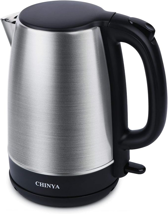 Electric Kettle, 1.7 Liter Stainless Steel Tea Kettle with Blue LED Light, Fast Heating Countertop Tea Maker Hot Water Boiler with Auto Shut-Off & Boil Dry Protection, Black