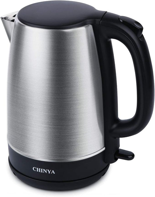 Electric Kettle, 1.7 Liter Stainless Steel Tea Kettle with Blue LED Light, Fast Heating Countertop Tea Maker Hot Water Boiler with Auto Shut-Off & Boil Dry Protection, Black
