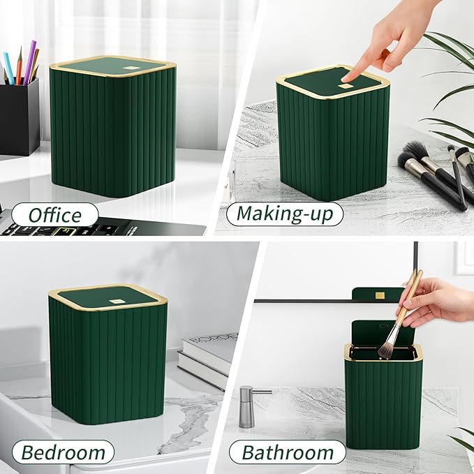 Bathroom Accessory Set - Bathroom Set, 27PC Bathroom Accessories Set, Dark Green Bathroom Sets with Shower Curtain and Rugs, Mini Trash Can, Toilet Brush, Trash Can & Soap Dispenser