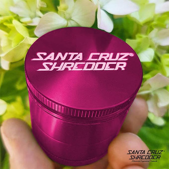 Santa Cruz Shredder Metal Spice Grinder Knurled Top for Stronger Grip 3-Piece Medium 2.2" (Pink)