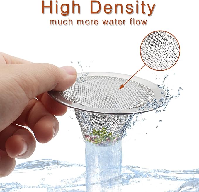 50pcs Heavy Duty Stainless Steel Slop Basket Filter Trap, 2.75" Top / 1" Mesh Metal Sink Strainer,Perfect for Kitchen Sink/Bathroom Bathtub Wash Basin Floor Drain Balcony Drain Hole,Utility…