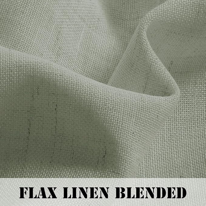 H.VERSAILTEX Linen Curtains Elegant Natural Linen Semi Sheer Curtains Energy Light Filtering Rod Pocket Window Treatments Panels for Living Room (Set of 2, Sea Grass, 52 inch W X 72 inch L)
