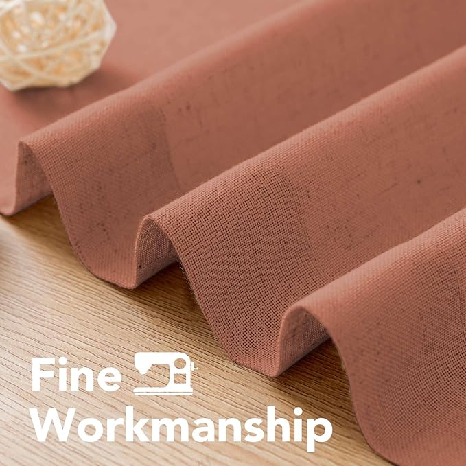 H.VERSAILTEX Living Room Linen Curtains Home Decorative Nickel Grommet Curtains Privacy Added Energy Saving Light Filtering Window Treatments Draperies for Bedroom, Terracotta, 2 Panels, 52 x 63 Inch