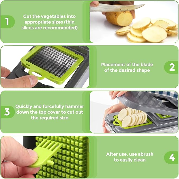 Vegetable Chopper,22-in-1 Multi-Function Food Chopper,Professional Onion Chopper with 13 Blades,Kitchen-Food Chopper with Container for Tomato,Potato,Fruits -Easy Clean & Storage (13 Blade)