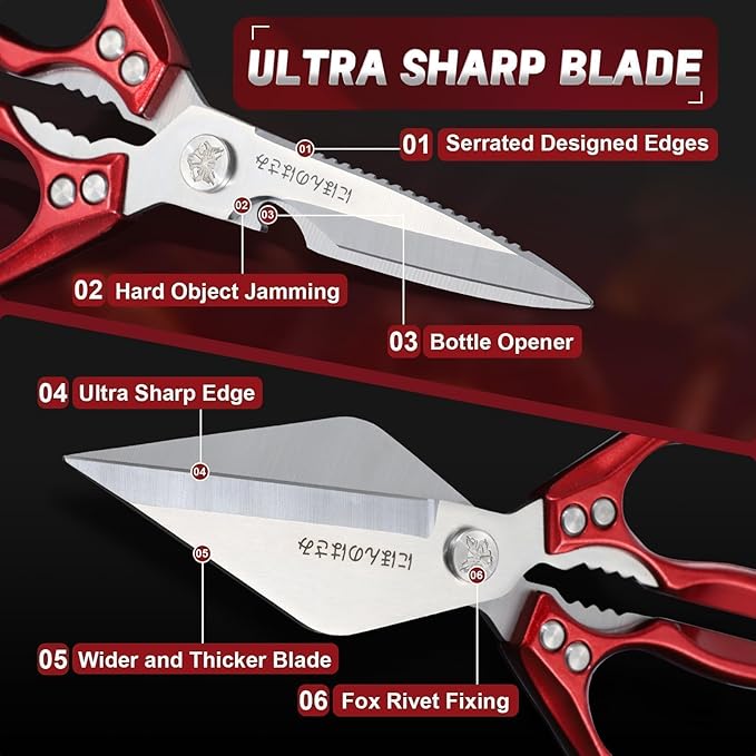 Dream Reach Kitchen Shears Set - Heavy Duty Kitchen Scissors for Food with Ergonomic Handle, Poultry Shears for Chicken, Meat, Seafood, Bone Cutting, Christmas Gifts for Men Women