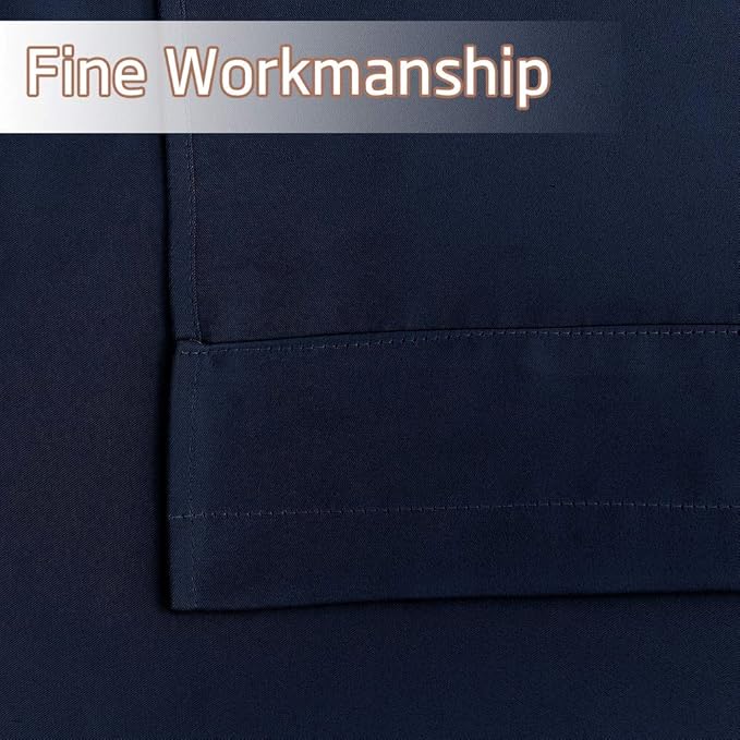 NICETOWN Blackout Window Valance 18 Inches Long +1.6 Inches Header Double Rod Pocket Thermal Insulated Small Curtain Valance for Bedroom Living Room Kitchen Bathroom, 1 Pair, 42 Inches Wide, Navy