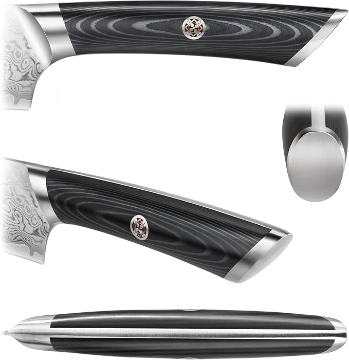 Cangshan KURO Series 3-Piece Starter Knife Set with Ash Wood Box, High Carbon X-7 Damascus Steel, 504319