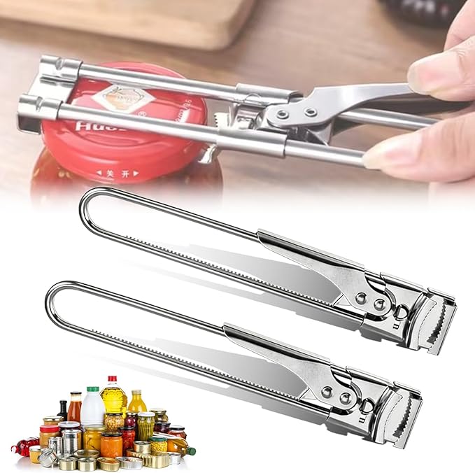 Adjustable Stainless Steel Jar Opener, 2026 New Multifunctional Stainless Steel Can Opener, Adjustable Bottle Can Opener for Weak Hands Seniors (2, Extended Length (9.05 x 1.18 inches))