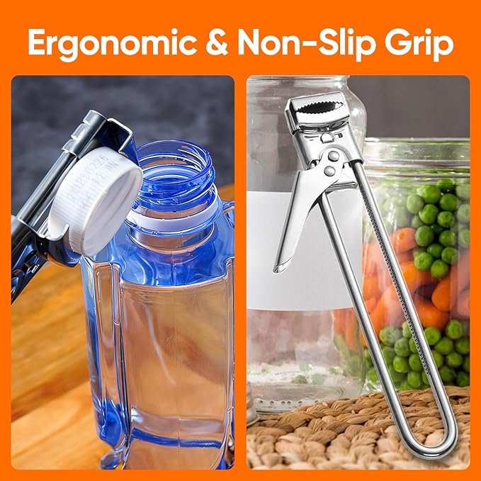 Jar Opener for Weak Hands, Adjustable Stainless Steel Lid Gripper, Effortless Multifunctional Bottle Opener for Seniors & Arthritis, Manual Jar Gripper Kitchen Accessories (1)