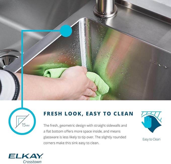 Elkay EFRU30169RTWC Crosstown 31-1/2" Undermount Single Basin Stainless Steel Kitchen Workstation Sink with Basin Rack, Basket Strainer, Colander, and Cutting Board - Stainless Steel