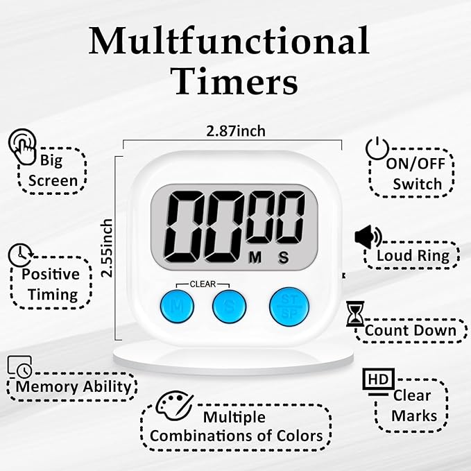 ZILLEEN Classroom Timers for Kids Classroom Magnetic Digital Kitchen Timers for Cooking Teachers Gym Game 24 pcs