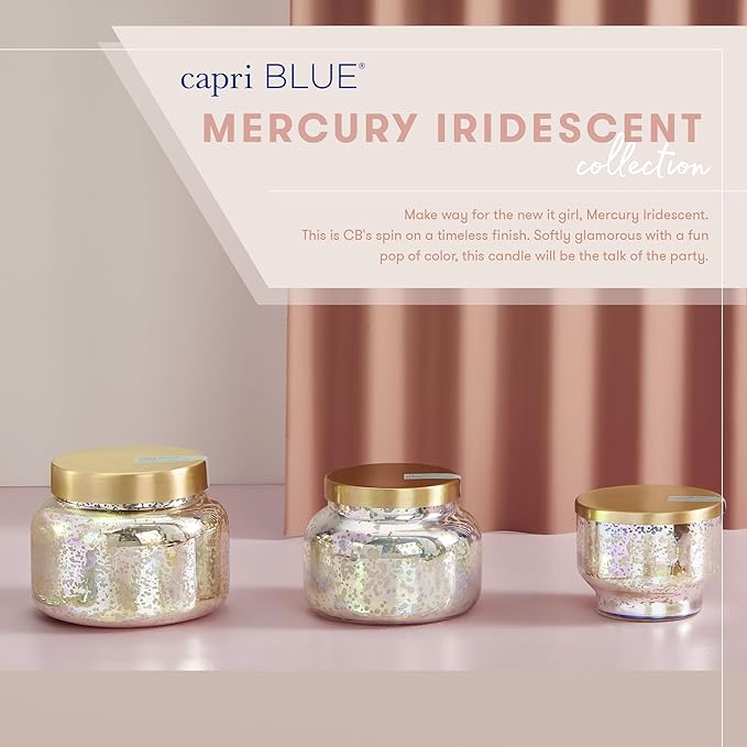 Capri Blue Reed Diffuser - Reed Diffuser Set Includes Scented Oil, Sticks, and Mercury Iridescent Glass Bottle - Home Decor Room Fresheners - Honeydew Crush (5.7 fl oz)