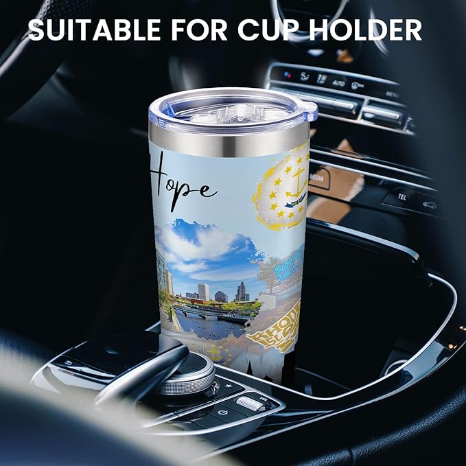 20oz Insulated Tumbler Rhode Island State Coffee Mug, United States Map Travel Mug Landmark, Birthday Gifts Cute Custom Tumbler Cups with Lid and Straw Gifts for Mom