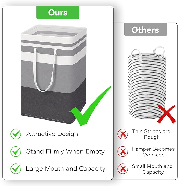 75L Large Laundry Basket (3-Pack) – Collapsible, Freestanding Clothes Hamper with Handles – Waterproof Storage Organizer for Laundry, Toys & Clothes – Space-Saving Gradient Gray