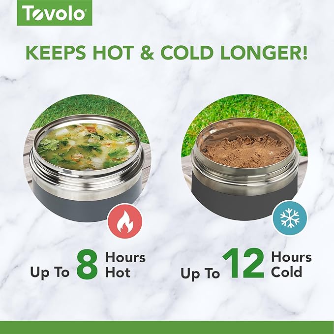 Tovolo 1 Quart Food Traveler Marine Blue - Stainless Steel Food Storage Container, Double Wall Insulated Thermos for Hot and Cold Food, Spill-Proof Travel Container, BPA-Free, Dishwasher Safe
