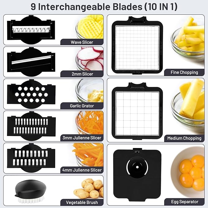 Veggie Chopper –13 in 1 Onion Chopper · Vegetable Chopper with Container · Pepper Chopper · Vegetable Slicer – Kitchen Gadget & Home Essentials (White & Black)