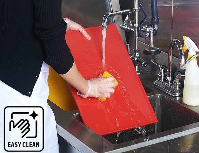 CURTA 2 Pack Red Cutting Boards for Kitchen, 20" x 14" x 0.5" Coded Plastic Commercial Chopping Board with Anti Slip Surface Dishwasher Safe