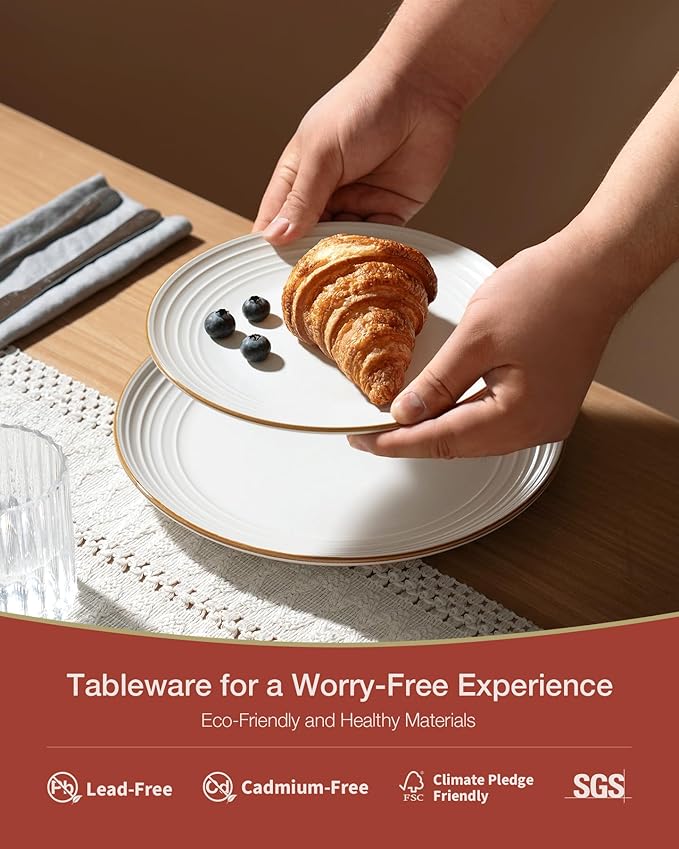 Famiware Jupiter Dinnerware Set with Pasta Bowl, Plates and Double Bowls Dish Sets for 4 (16 Pieces), Microwave and Dishwasher Safe, Chip and Scratch Resistant, White