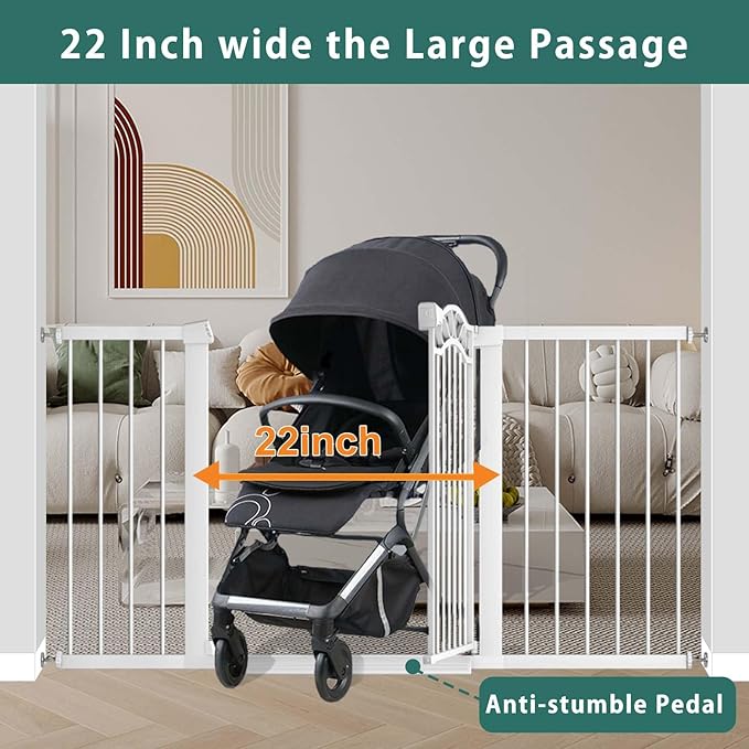 Fairy Baby 62.6"-65.3" Extra Wide Press Mounted Baby Gate Indoor for Kids Or Pets Walk Thru No Drill Long Dog Gates for The House Doorway Child Safety Gate