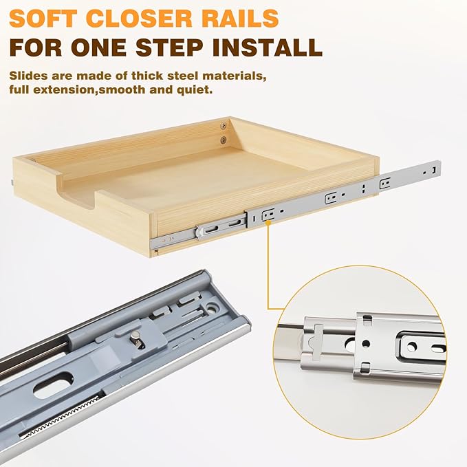 Pullout Cabinet Organizer, 20''W×21''D×3''H Slide Out Shelves for Kitchen Cabinets, Pull out Drawers for Kitchen Cabinets, Pantry, Bathroom, & Storage Organization