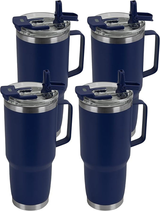 HASLE OUTFITTERS 30oz Tumbler Bulk with Handle, Insulated Travel Coffee Mug Set with Handle Leak-Proof Double Wall Stainless Steel Vacuum Tumblers Pack Metal Cup for Hot and Cold Drink