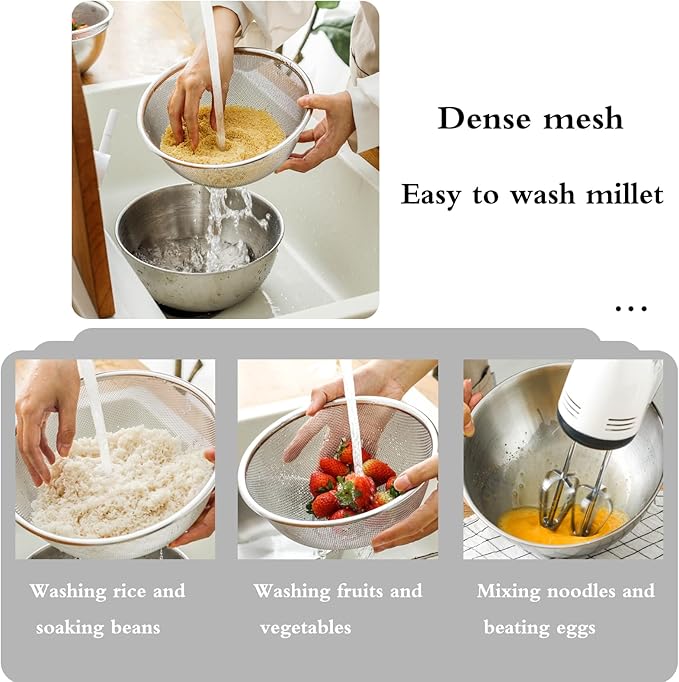 Thickened Stainless Steel Drainage Basket Set Kitchen Multifunction Drainage With Three Legs Stand(8.7 inch)