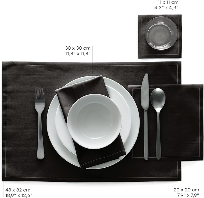 Cotton Cocktail Napkin - 4.3 x 4.3 in - 50 units per roll - Black