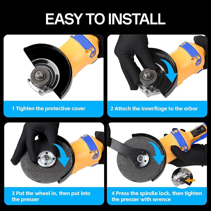 Cordless Angle Grinder Compatible with Dewalt 20V Max Battery(NO Battery) Brushless 4-1/2" Angle Grinder for Cutting, Griding, Polishing(10000RPM) (NO Wheels)