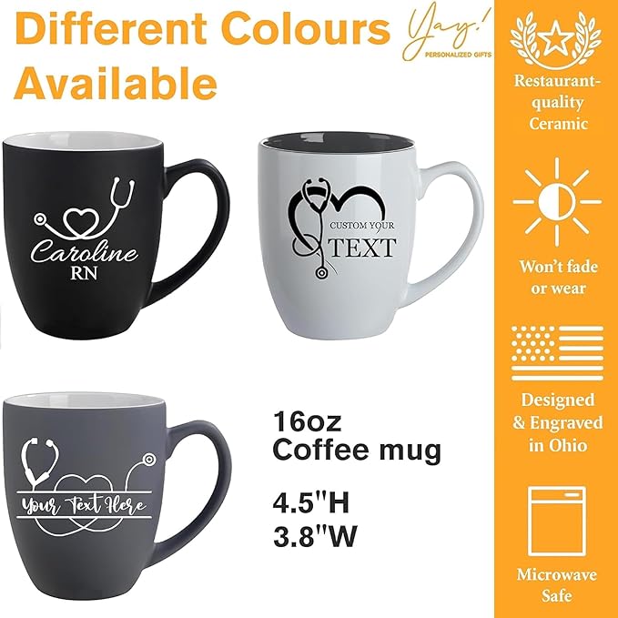 Custom Engraved Coffee Mug - Personalized Nurse Gifts, Graduation Gift for Nurses Week Retirement Graduation Appreciation Present, Birthday Gift for Nursing Student RN Practitioner (Mug, Nurse)