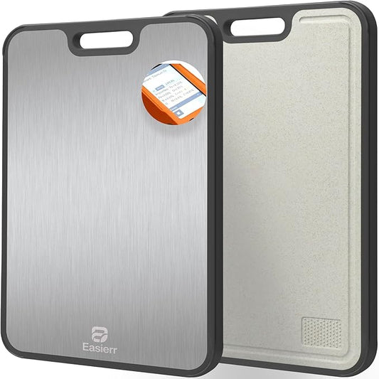Extra Large Titanium Cutting Board for Kitchen with Juice Groove, Versatile for Chopping, Serving, Bread, Meat, Veggies, Pure Titanium and Wheat Straw PP, 17 x 12 inch