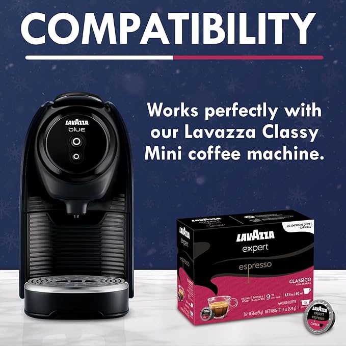 Lavazza Expert Espresso Classico Capsules – 72 Count – Medium Roast Coffee Pods Made with 100% Arabica Beans – Compatible with Lavazza Classy Mini & Classy Plus Machines