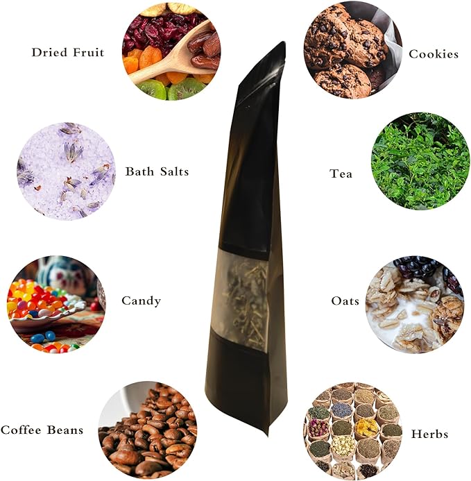 100 PCS Resealable Bags, Stand Up Kraft Paper Bags with Matte Window, Zipper Lock Food Storage Bags for Small Business and Home, 6.2 * 9.4 Inch Reusable Sealable Bags for Packaging -Black