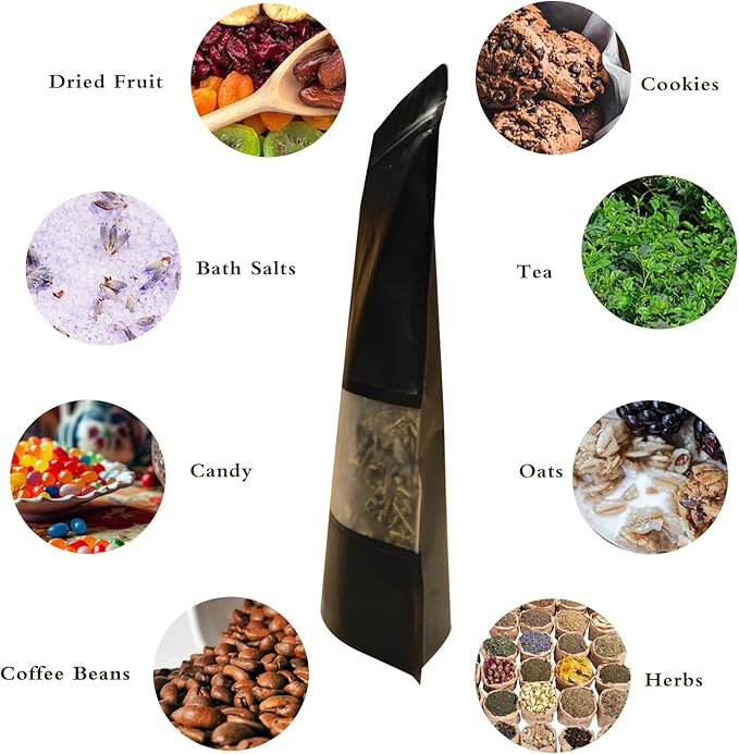 100 PCS Resealable Bags, Stand Up Kraft Paper Bags with Matte Window, Zipper Lock Food Storage Bags for Small Business and Home, 5.5 * 8.6 Inch Reusable Sealable Bags for Packaging -Black