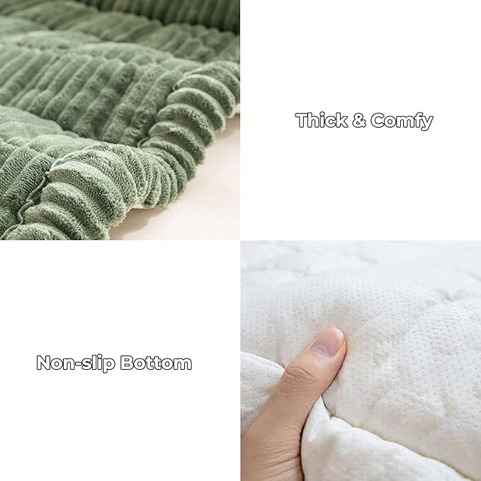 FUNNY FUZZY Pet Couch Covers for Sofa, Washable Dog Couch Cover Protector for Dogs, Flannel Couch Covers for Dogs Pet Friendly Pets Mat Bed Sofa Cover (Dark Green, 27.6"×70.9")