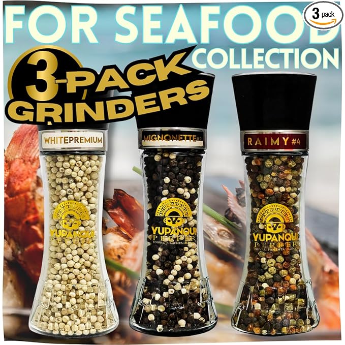 3-Pack Yupanqui Pepper Mills FOR SEAFOOD