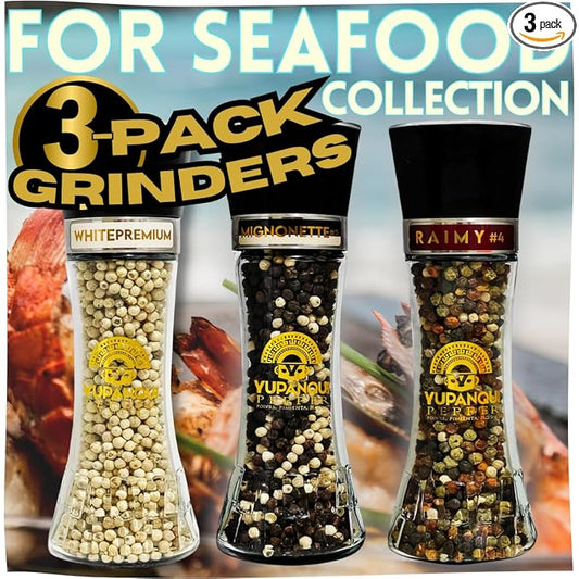 3-Pack Yupanqui Pepper Mills FOR SEAFOOD