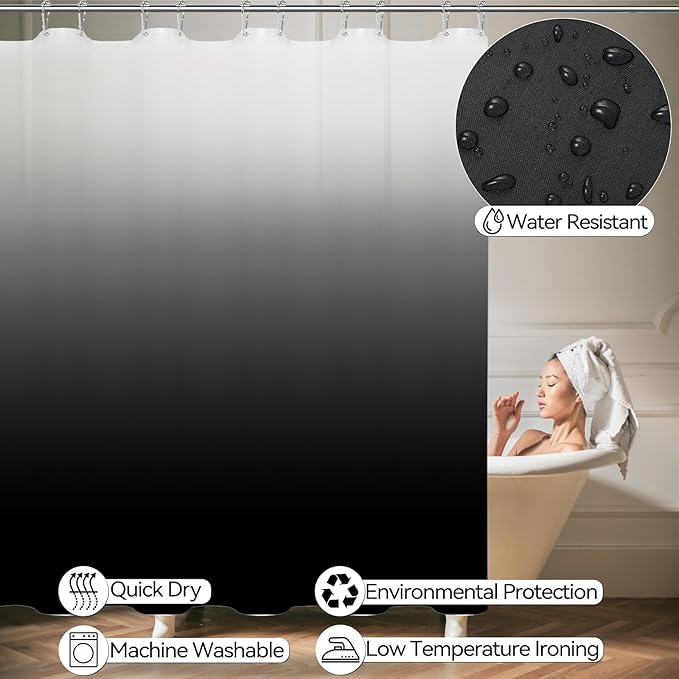 Bathroom Set - 22PC Black Bathroom Accessories Sets Complete with Black Ombre Shower Curtain,Trash Can,Toothbrush Holder,Toothbrush Cup,Soap Dispenser,Soap Dish,Toilet Brush,Tray,Qtip Holders