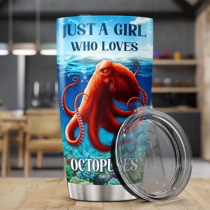 CUBICER Octopus Coffee Tumblers Insulated Tumbler Gifts For Octopus Lovers Women Men Birthday Large 20 Oz Mug Cup Stainless Steel Travel Mugs Accessories Room Decor Supplies