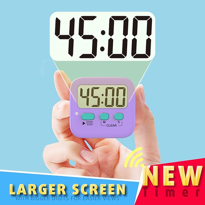 Antonki 2 Pack Digital Timer for Kids, Magnetic Countdown Kitchen Timers for Cooking, Egg, Classroom, Teacher, Exercise, Study, Oven - Battery Included