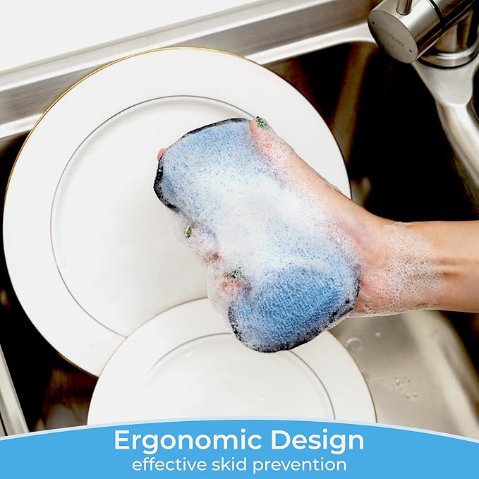 GRANNY SAYS Sponges Kitchen for Washing, Dish Washing Scrubbers, Scrubbing Pad for Cleaning, Scrub Sponge for Kitchen Non - Scratch, Scouring Pad for Pots and Pans, Washable & Microfiber Pad, 12 Pack